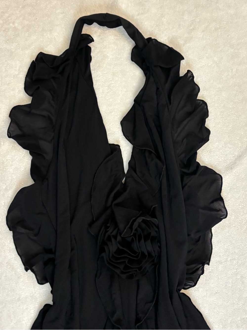 Black Ruffle Halter Scarf Top - Women Accessoriest